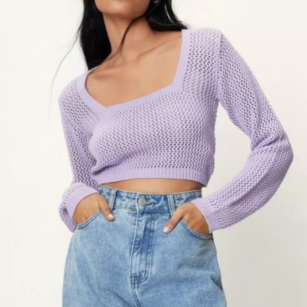 Nasty Gal Stitch Detail Crop Sweater